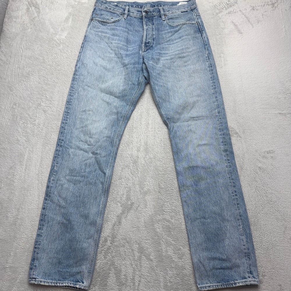 G-Star Raw Jeans Mens 32/34 Blue Triple A Regular Straight Light Wash Denim